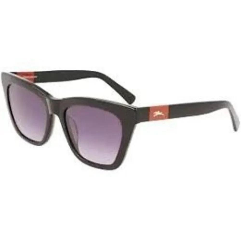 Longchamp Women's LO715S Cateye Frame Sunglasses Black Acetate Square Logo NWT